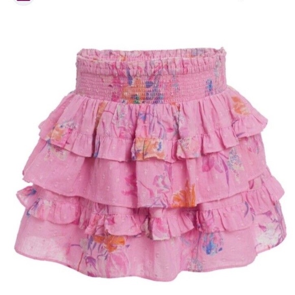 LoveShackFancy Other - Love shack Fancy Pink Floral Ruffle Skirt